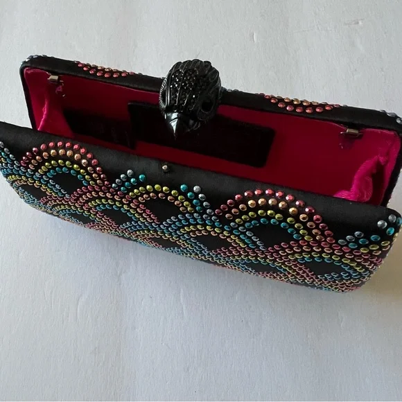 KURT GEIGER LONDON BLACK RAINBOW EAGLE CLUTCH BLACK NWOT